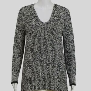 Rag & Bone Knit V Neck Black White Sweater Size Medium